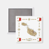Malta Map + Flags Magnet (Voorkant / Achterkant)