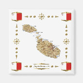 Malta Map + Flags Magnet (Voorkant)