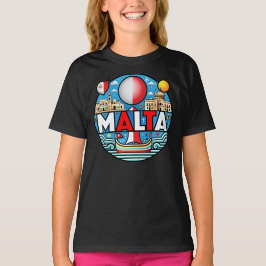 Malta Mediterraan eilandnatie T-shirt (Voorkant)