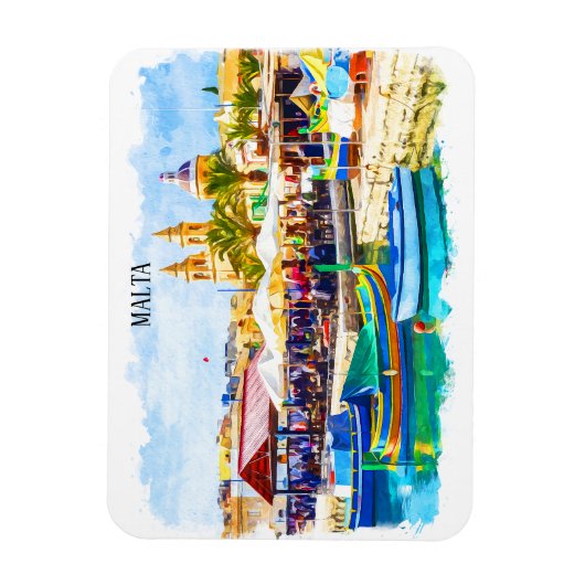 Malta Mediterraan Panorama Uitzicht Magneet (Verticaal)