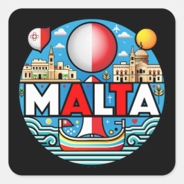 Malta Mediterranean Island Nation Vierkante Sticker