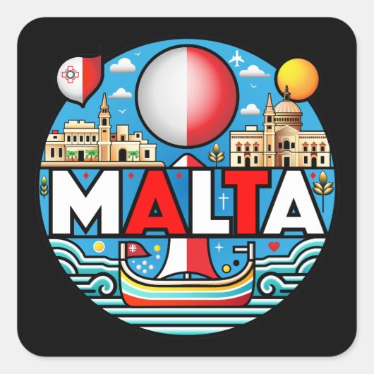 Malta Mediterranean Island Nation Vierkante Sticker (Voorkant)