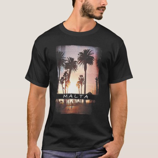 Malta Mediterranean Sunset Sunrise Foto T-shirt (Voorkant)