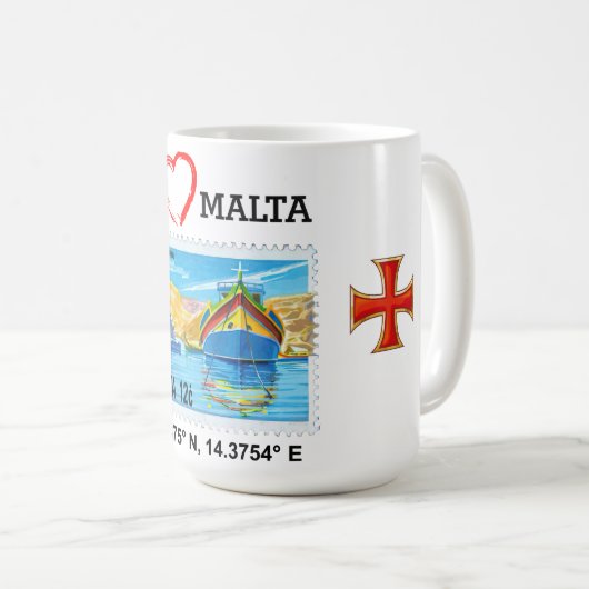 Malta met Luzzu gepersonaliseerde naam ontworpen M Koffiemok (Voorkant rechts)