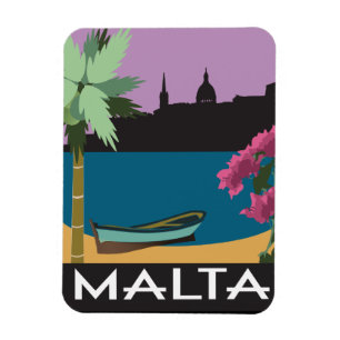 Malta met vintage reisstijl illustratie magneet