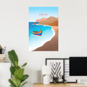 Malta Minimaal Reisposter Poster (Thuiskantoor)