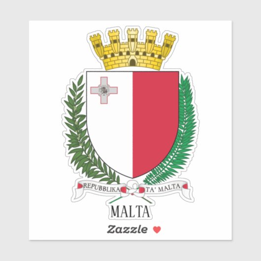 Malta National Coat of Arms Patriotic Sticker (Vel)