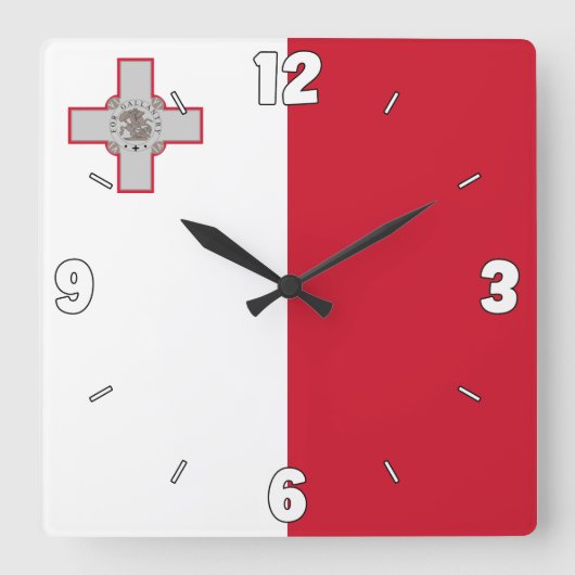 Malta National Flag Patriotic Vierkante Klok (Voorkant)