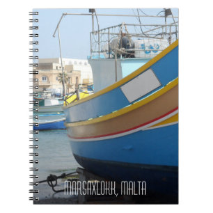 Malta Old Striped Vist Boats in Marsaxlokk Notitieboek