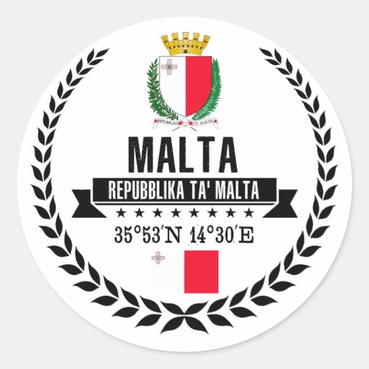 Malta Ronde Sticker (Voorkant)