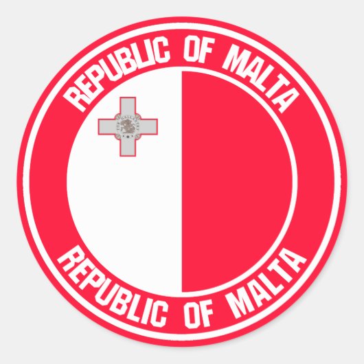 Malta Round Emblem Ronde Sticker (Voorkant)