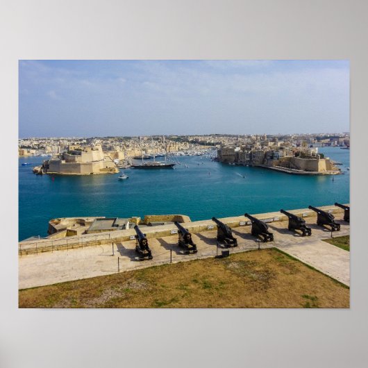 Malta Saluting Battery Cannons Grand Harbour Poster (Voorkant)