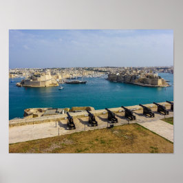 Malta Saluting Battery-kanonnen Grand Harbour Poster