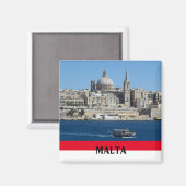 Malta Scene of Valletta en Harbour Souvenir Magneet (Voorkant / Achterkant)