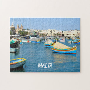 Malta Schilderachtig Uitzicht Traditionele Boten Legpuzzel