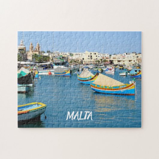 Malta Schilderachtig Uitzicht Traditionele Boten Legpuzzel (Horizontaal)