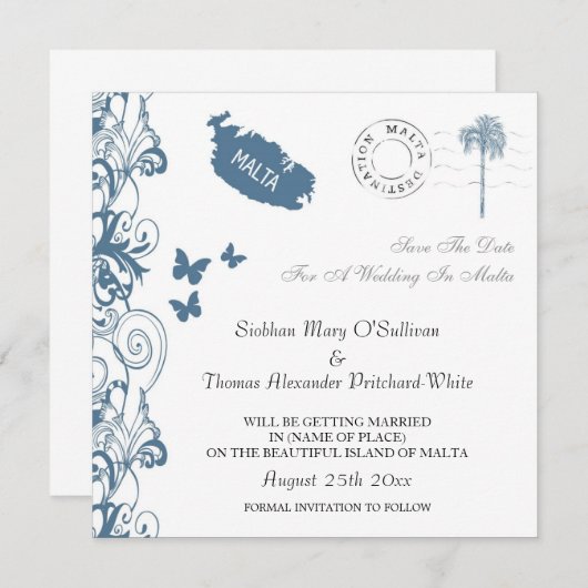Malta slaat de datum in Malta Blue op Kaart (Voorkant / Achterkant)