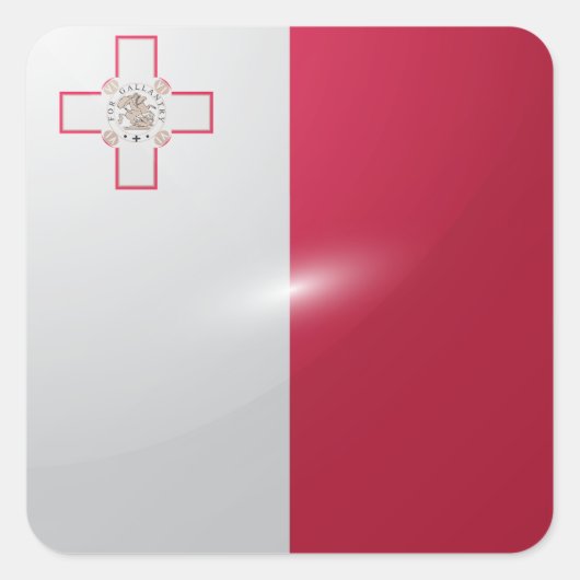 Malta square glossy flag vierkante sticker (Voorkant)