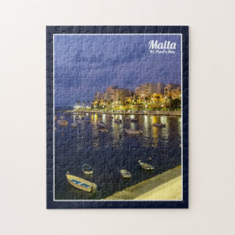 Malta St. Paul's Bay Bij Nacht Middellandse Zee Ei Legpuzzel
