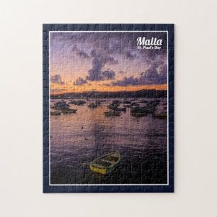 Malta St. Paul's Bay bij nacht Middellandse Zee Legpuzzel