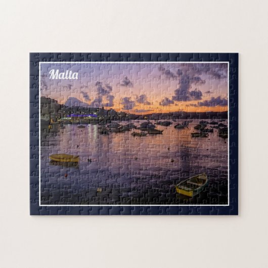 Malta St. Paul's Bay By Night Cloudy Sky Zee Uitzi Legpuzzel (Horizontaal)