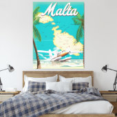 Malta strand- en kaartreisposter canvas afdruk (Insitu (Slaapkamer))