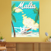 Malta strand- en kaartreisposter canvas afdruk (Insitu (Woonkamer))