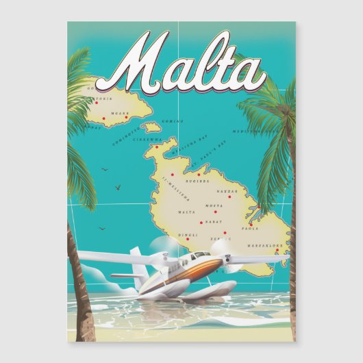 Malta strand & kaart reisposter (Voorkant)