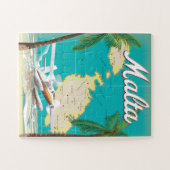 Malta strand & kaart reisposter legpuzzel (Horizontaal)