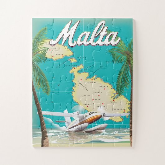 Malta strand & kaart reisposter legpuzzel (Verticaal)