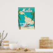 Malta strand & kaart reisposter poster (Keuken)