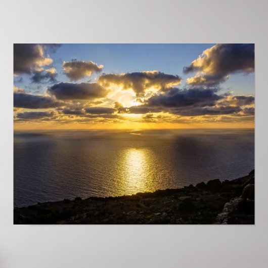 Malta Sunset Over Mediterranean Sea Photography Poster (Voorkant)