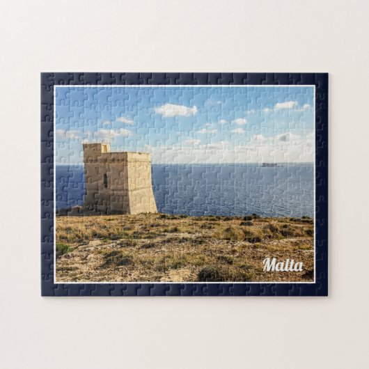 Malta Tal Hamrija-toren en Filfla-eiland Legpuzzel (Horizontaal)