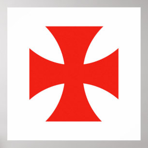 malta templar knights red cross religion symbol poster