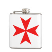 malta templar knipt symbool voor rode kruis heupfles (Voorkant)