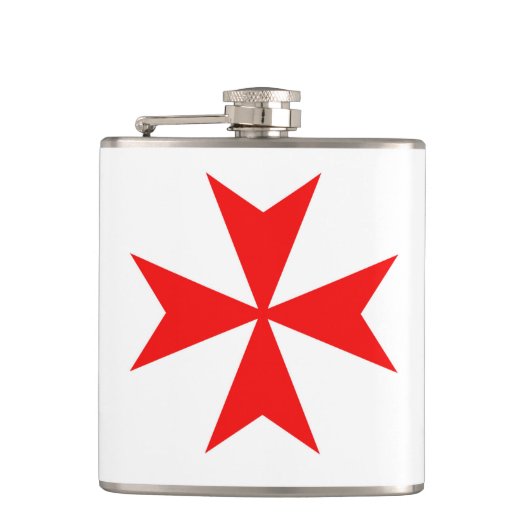 malta templar knipt symbool voor rode kruis heupfles (Voorkant)