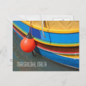 Malta Traditionele blauwe gele streep Gevist boot Briefkaart (Voorkant / Achterkant)