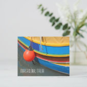 Malta Traditionele blauwe gele streep Gevist boot Briefkaart (Staand voorkant)