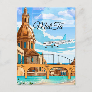 Malta Travel Briefkaart, Valletta Travel Briefkaar Briefkaart