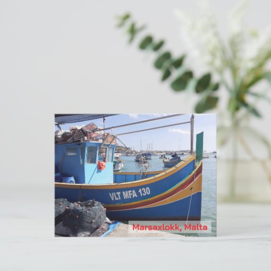 Malta Vakantie Marsaxlokk boten Briefkaart (Staand voorkant)