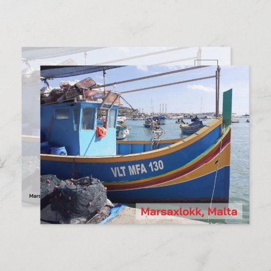 Malta Vakantie Marsaxlokk boten Briefkaart (Voorkant / Achterkant)
