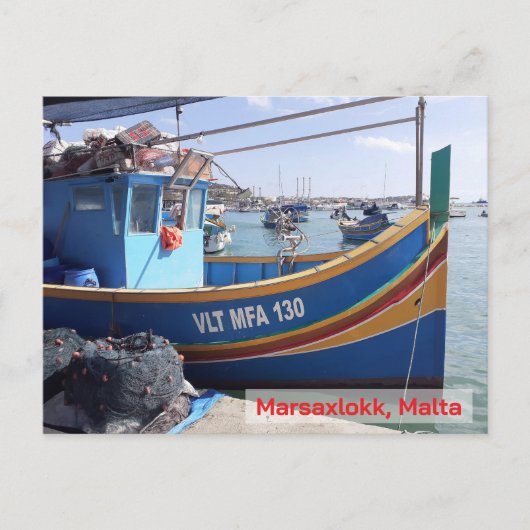 Malta Vakantie Marsaxlokk boten Briefkaart (Voorkant)