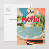 Malta vakantie Vintage Reisposter. Briefkaart (Voorkant / Achterkant)