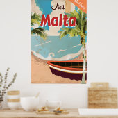 Malta vakantie Vintage Reisposter. Poster (Keuken)