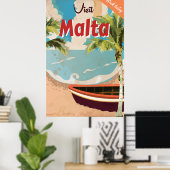 Malta vakantie Vintage Reisposter. Poster (Thuiskantoor)