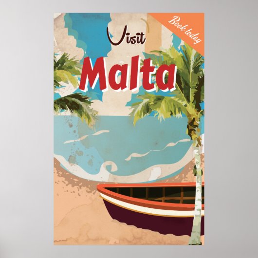 Malta vakantie Vintage Reisposter. Poster (Voorkant)