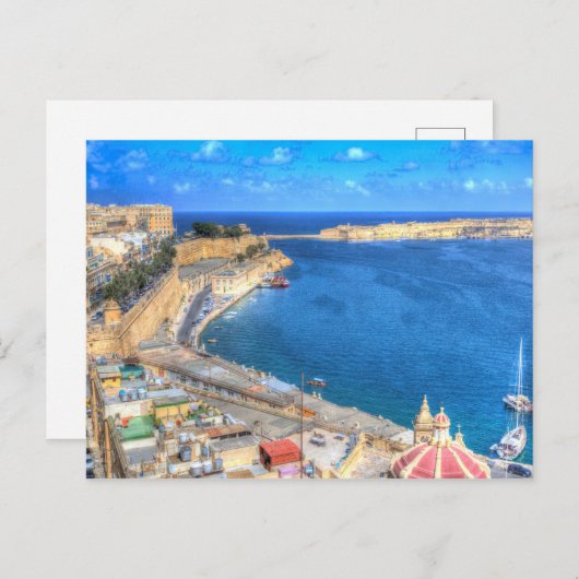 Malta Valletta Harbour Briefkaart (Voorkant / Achterkant)