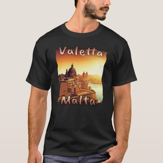 Malta Valletta Rode Kleuren Binnenstad Grunge T-shirt (Voorkant)