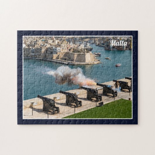 Malta Valletta Saluting Battery Kanonvuur Legpuzzel (Horizontaal)