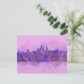 Malta Valletta Violet Coastline Waterverf Briefkaart (Staand voorkant)